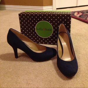 kelly & katie suede blue 4" heels